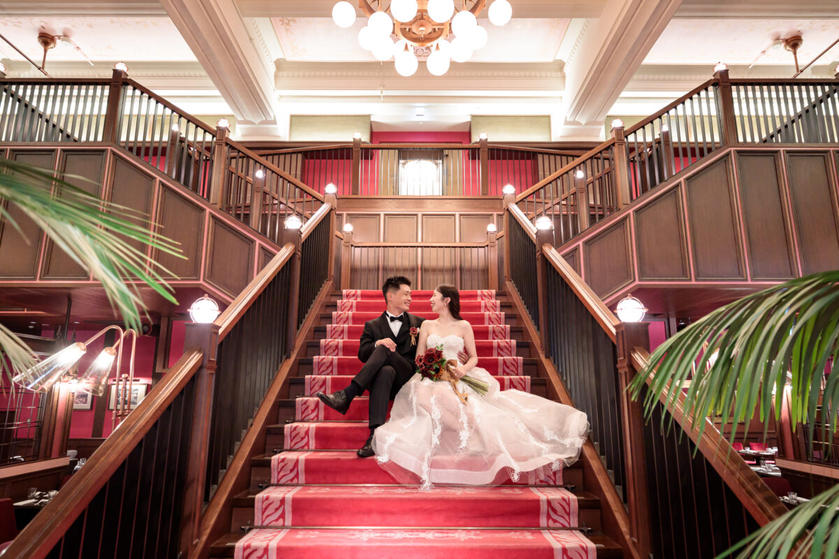 名古屋の結婚式場、ザコンダーハウスにてREEM ACRAのウェディングドレスで前撮をされたお二人のご紹介