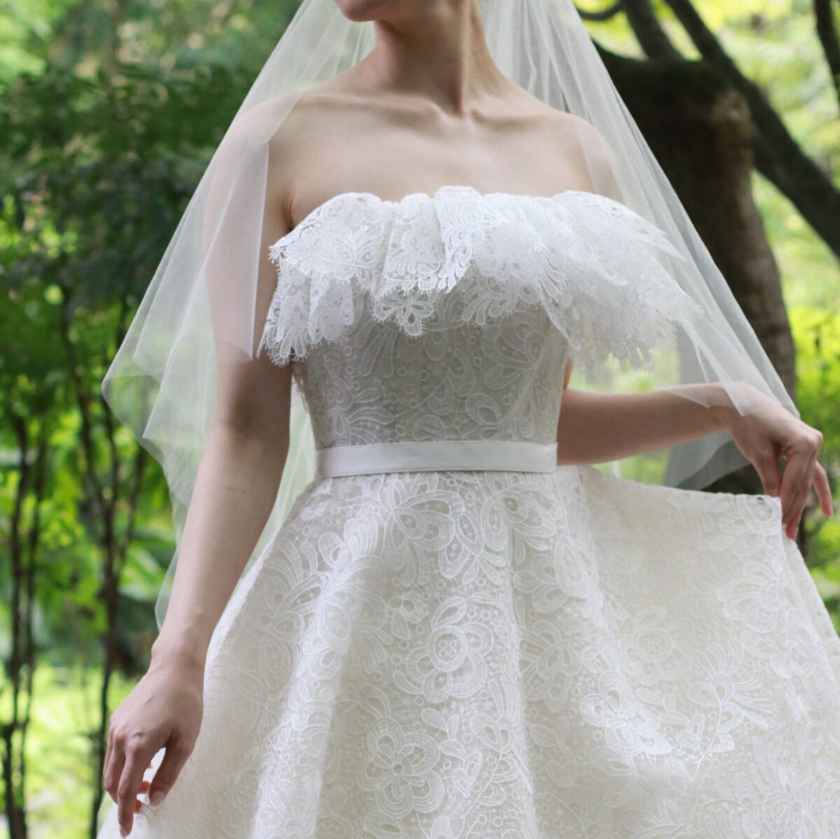 京都で人気の結婚式会場ザ ソウドウ 東山 京都におすすめのトリートドレッシングがお取り扱いするエリーサーブブライダルのウェディングドレス